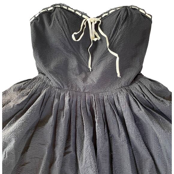 Rare Vintage Betsey Johnson Collection Dress | Black Seersucker Corset 10 M - Picture 6 of 6